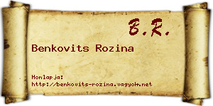 Benkovits Rozina névjegykártya